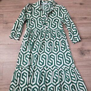 Zara Maxi green print dress size XS